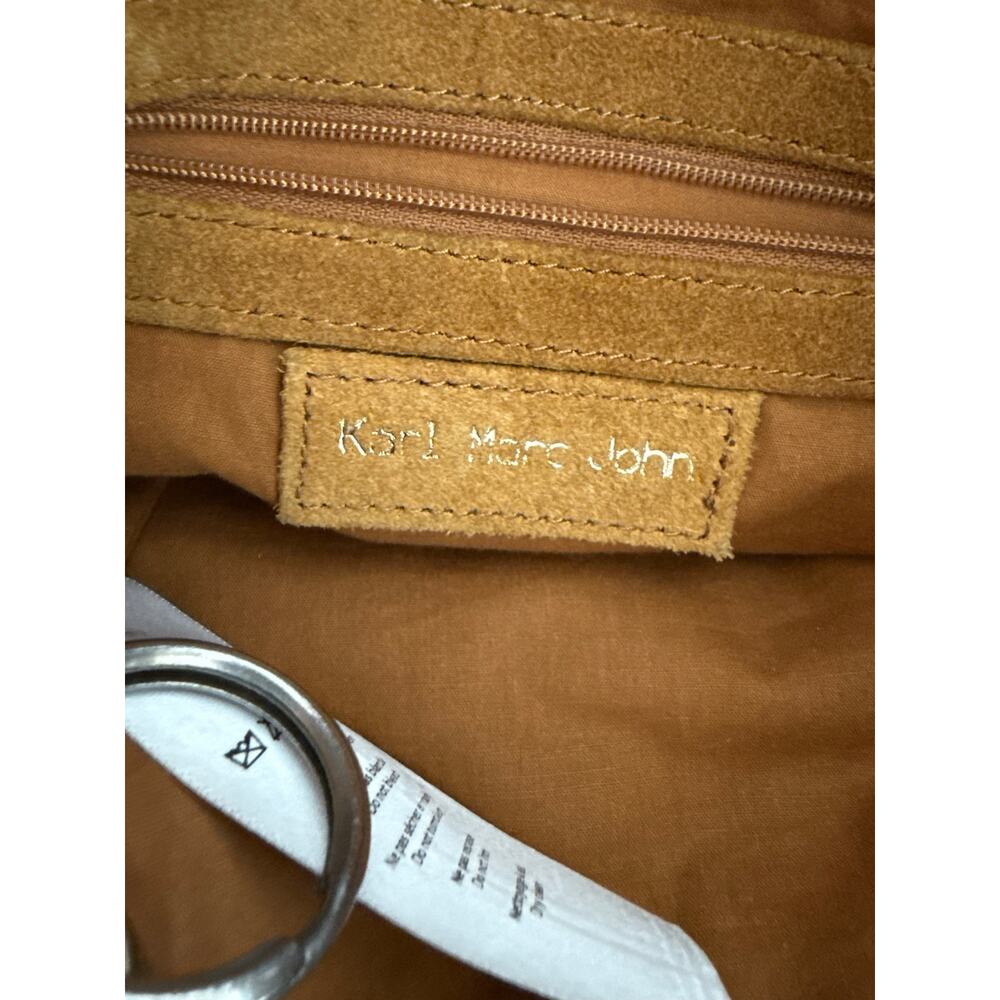 Vintage Karl Marc John Camel Suede Grommet Chain Shoulder French Boho Purse - Picture 9 of 11